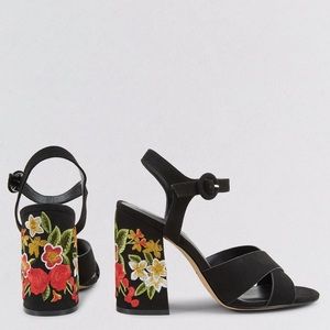 New Look floral embroidered flared heels